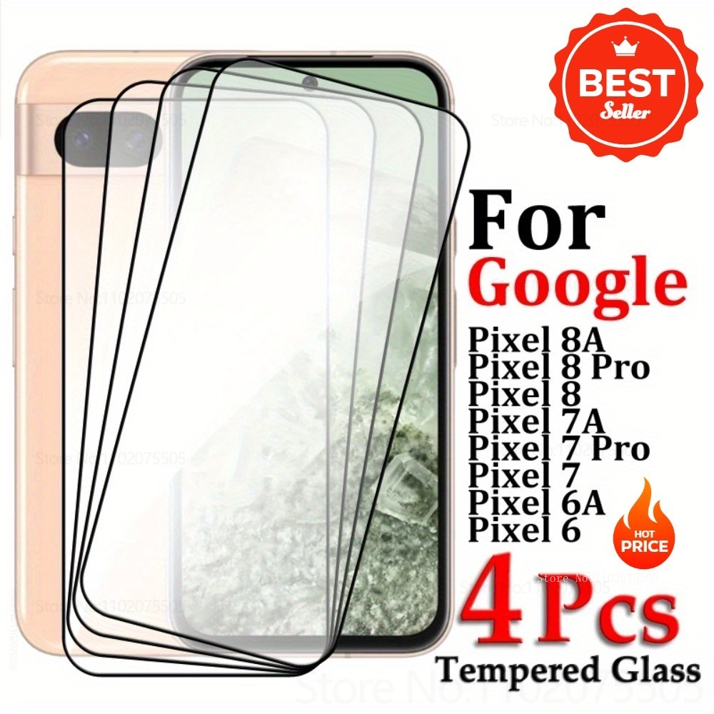 Google Pixel 9 - 4Pack Full Coverage 9D Tempered Glass