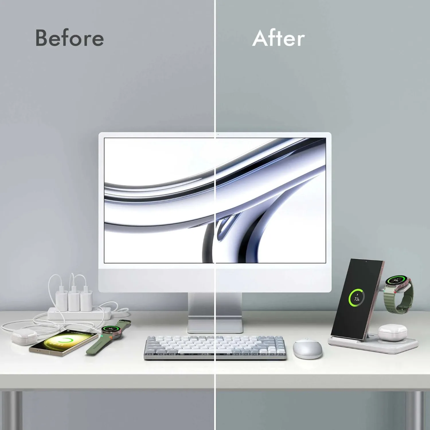 Desktop 3-in-1 Wireless Charge - Watch Charger Cable 评论和价格