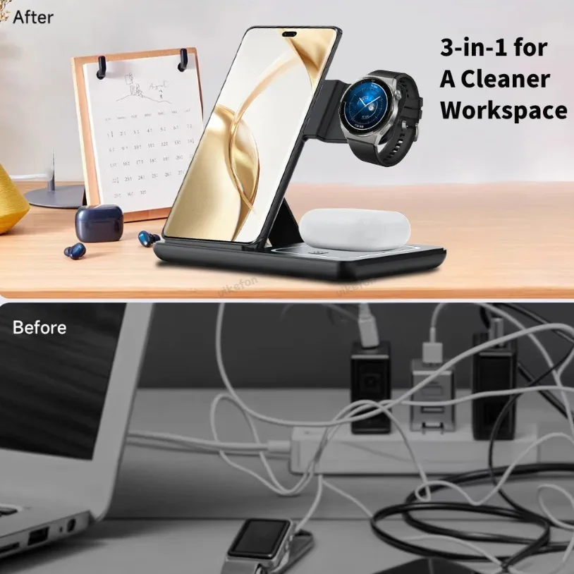 3 in 1 Foldable Wireless Charg - Watch Charger Cable 评论和价格