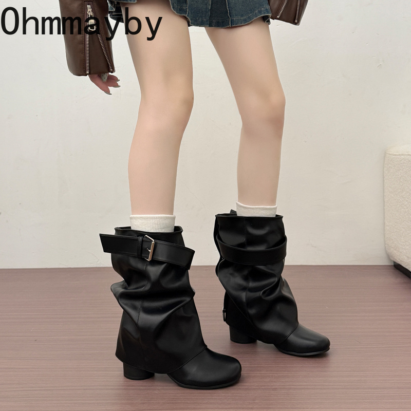 New Women Slouchy Mid Calf Lea - Leather Classic Strap 评论和价格